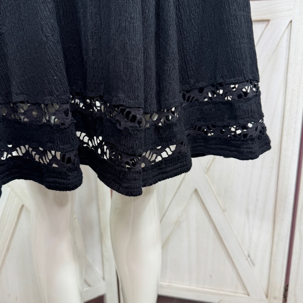 Free People To The Point Lace Cutouts Stretch Skater Dress Black‎ Small Gothic - Picture 8 of 14